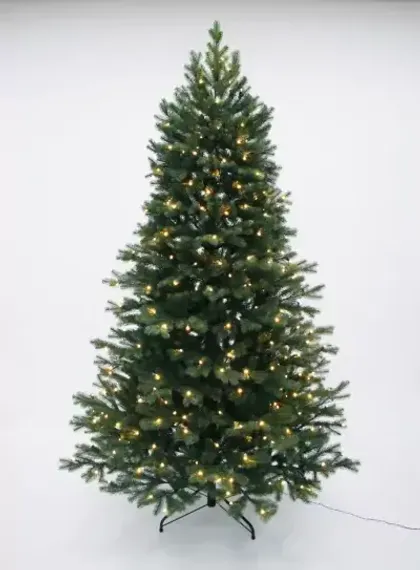Искусственная елка Швейцарская 215 см., 300 теплых белых LED ламп, 100% литая хвоя, Black Box (74540)