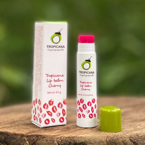 Гигиеническая помада - бальзам для губ на основе масла кокоса Вишня Virgin Coconut Oil Lip Balm Cherry Tropicana