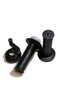 Ручка газа на мотоцикл, питбайк, мопед универсальная в сборе (комплект 2 грипсы + корпус)