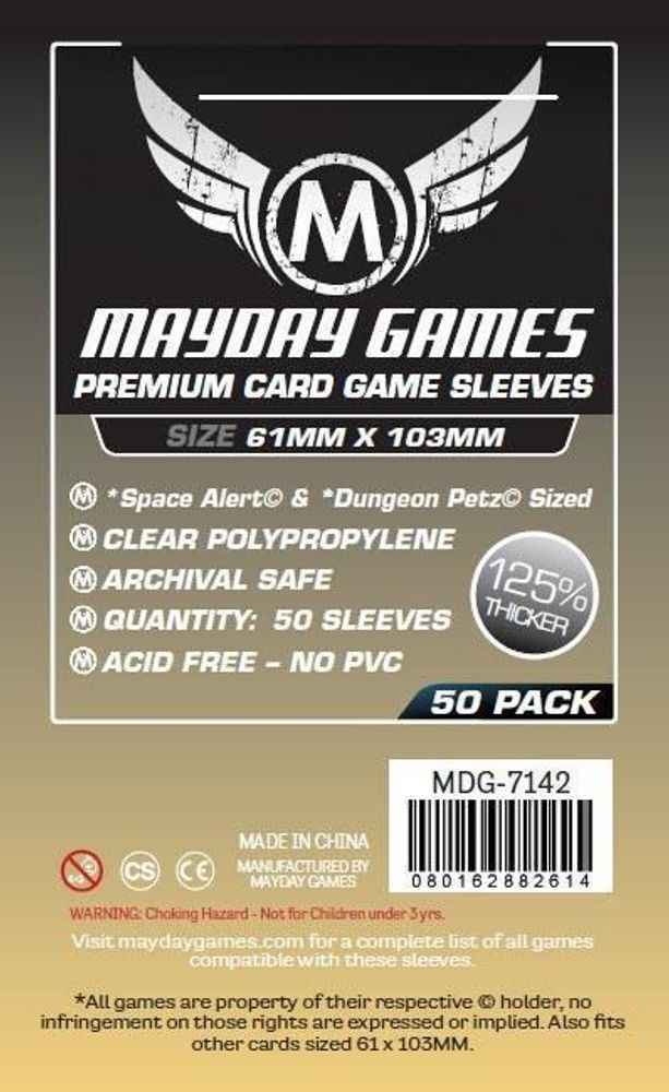 Протекторы для настольных игр Mayday Premium Space Alert / Dungeon Petz (61x103) - 50 штук