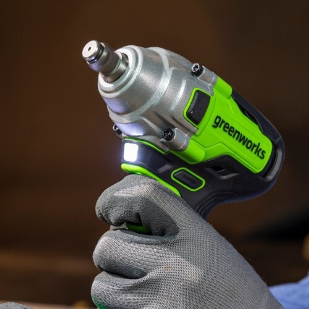 Гайковерт аккумуляторный GREENWORKS GD24IW400 ударный, 24V, АКБ 4Ач и ЗУ 3802907CUB