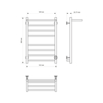 Полотенцесушитель MIXLINE VEGA  80х50 (таймер, 382Вт, 7 перекладин + ПОЛКА) электрический БЕЛЫЙ