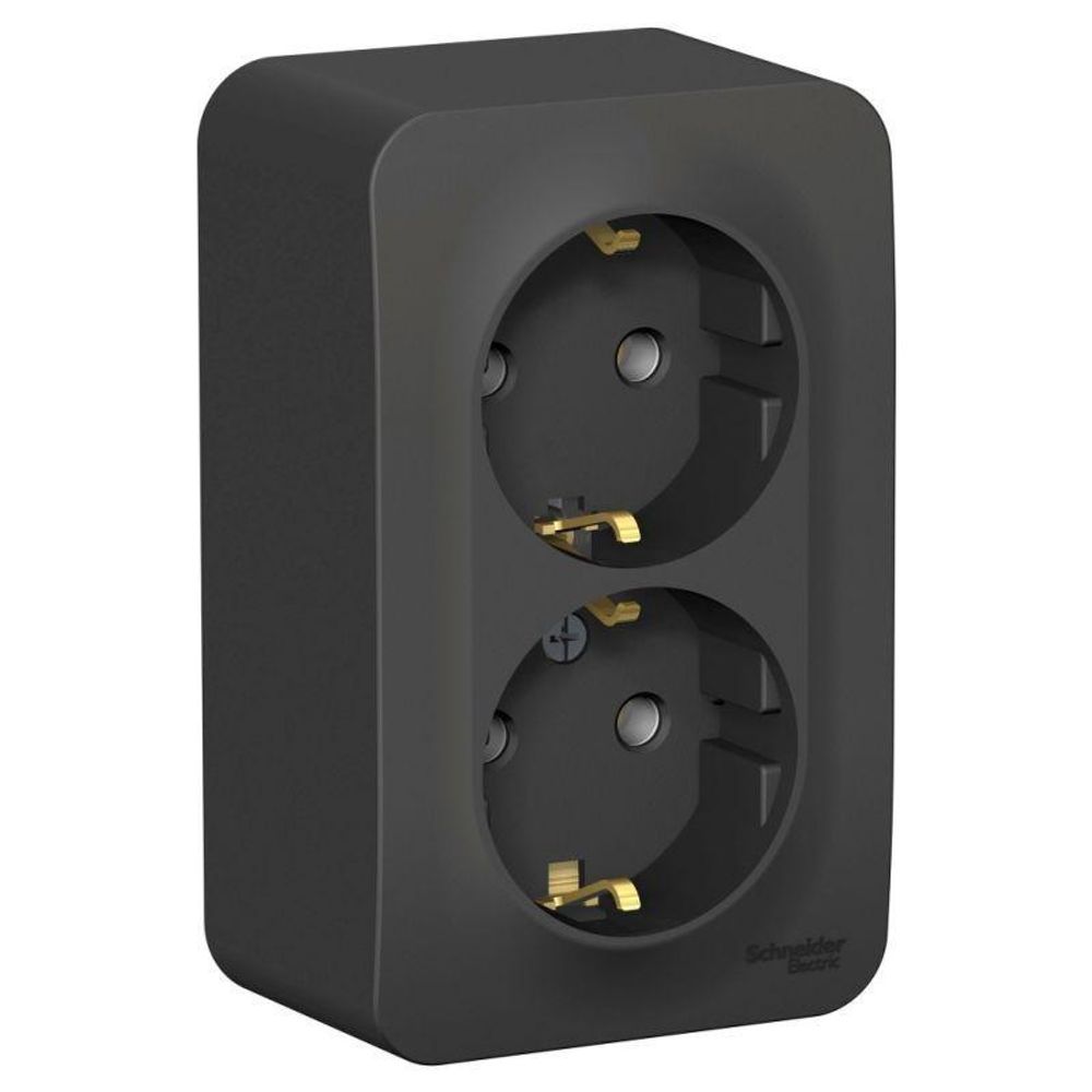 Розетка 2-м ОП Blanca 16А IP20 250В с заземл. без защ. шторок с изолир. пластиной антрацит SE BLNRA010216