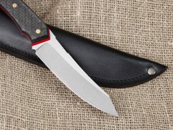 Нож для бушкрафта "Велес", сталь VG-10/Elmax, рукоять карбон (красный спейсер)