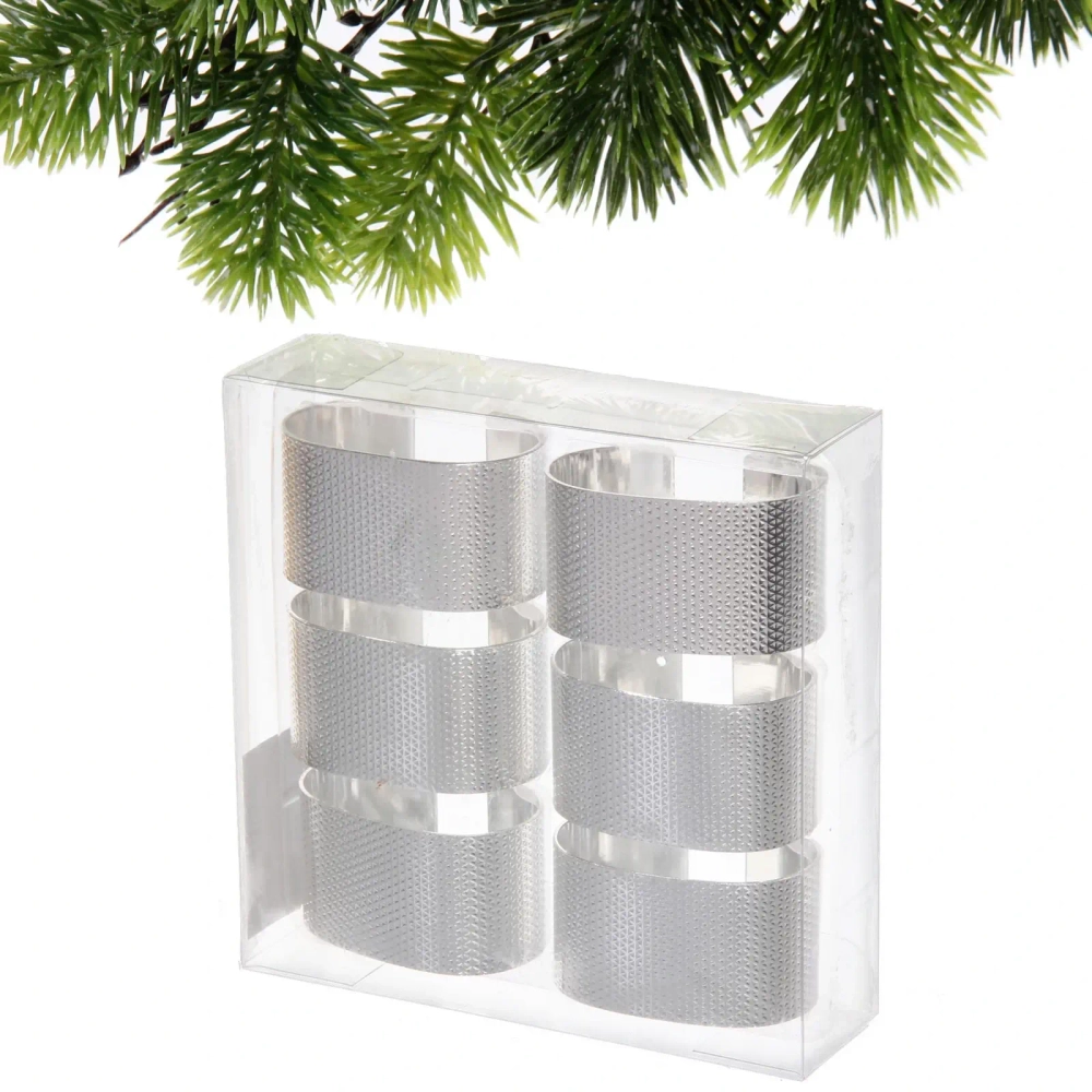 Набор колец для салфеток 6шт «Ампир» 5,5*3см, серебро