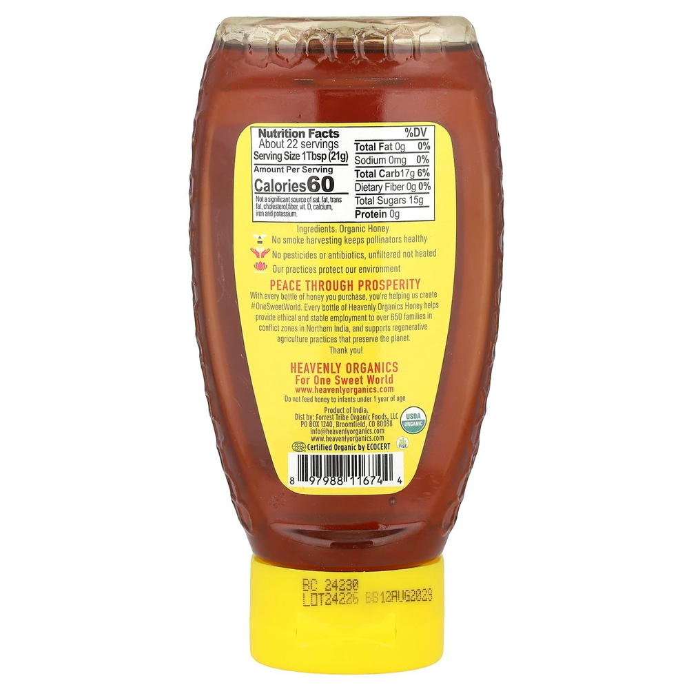 Heavenly Organics, 100% органический необработанный и нефильтрованный мед, 454 г (16 унций)