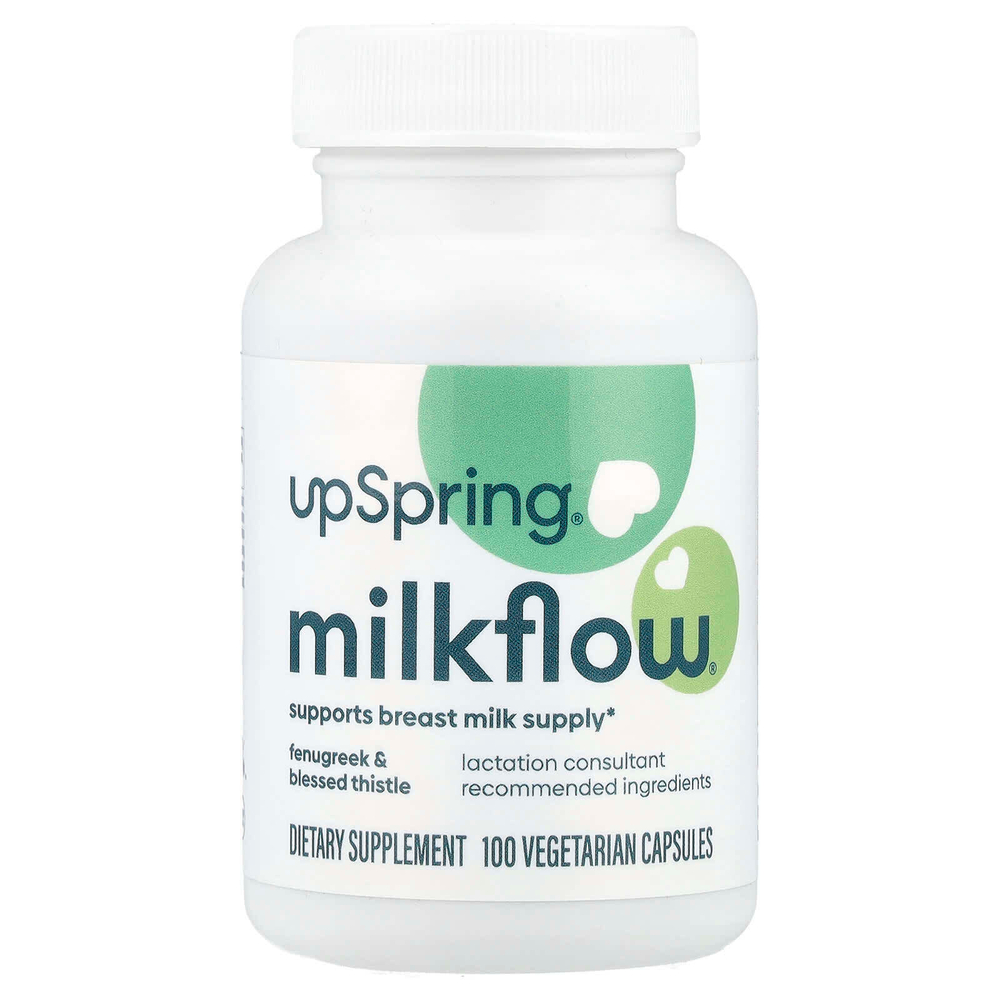 UpSpring, Milkflow, пажитник и кникус благословенный, 100 растительных капсул