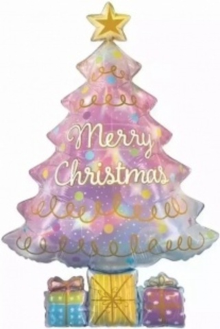 Шар с клапаном (14""/36 см) Мини-фигура, Новогодняя елочка с подарками, 1 шт. В246