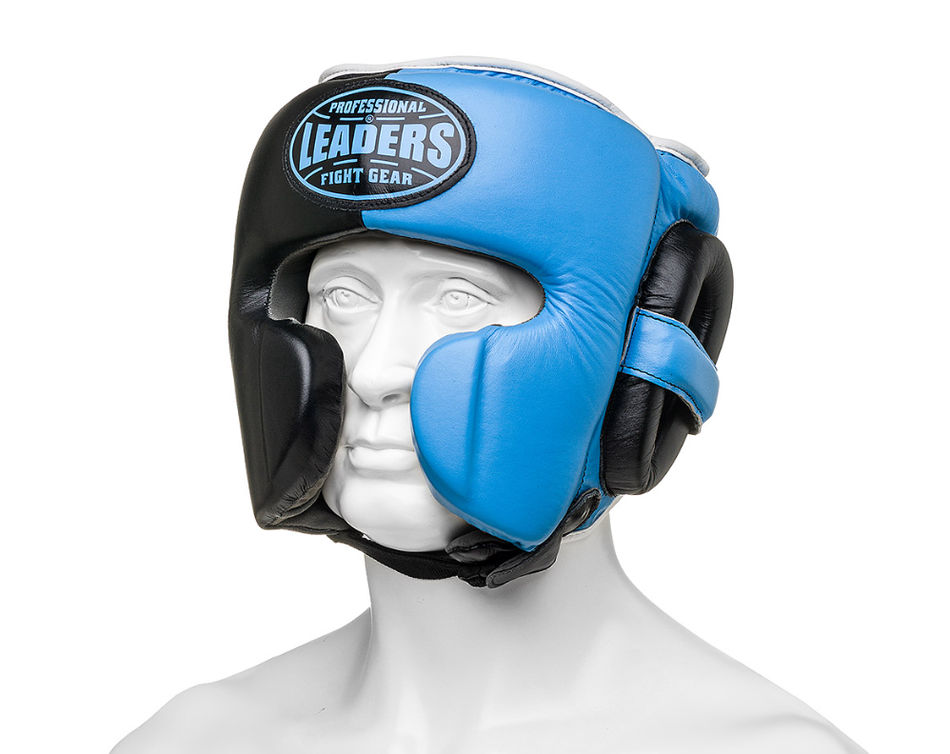 Шлем боксерский LEADERS LS MEX WAVE BK/LBL 1/2 ( кожа, черный/голубой)