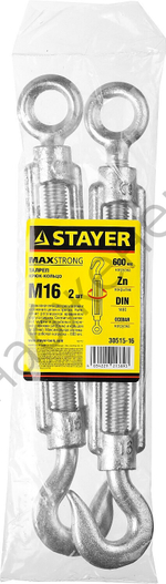 STAYER DIN 1480 М16, талреп крюк-кольцо, 2 шт (30515-16)