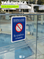 Табличка для бассейна "Внимание, не купайтесь голышом", на пляж, для общественной и частной зоны отдыха, информационная, 40х30 см, Silver Plane x Айдентика Технолоджи