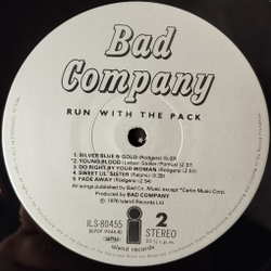 Винтажная виниловая пластинка LP Bad Company Run With The Pack (Japan 1976) (No Obi) ILS-80455