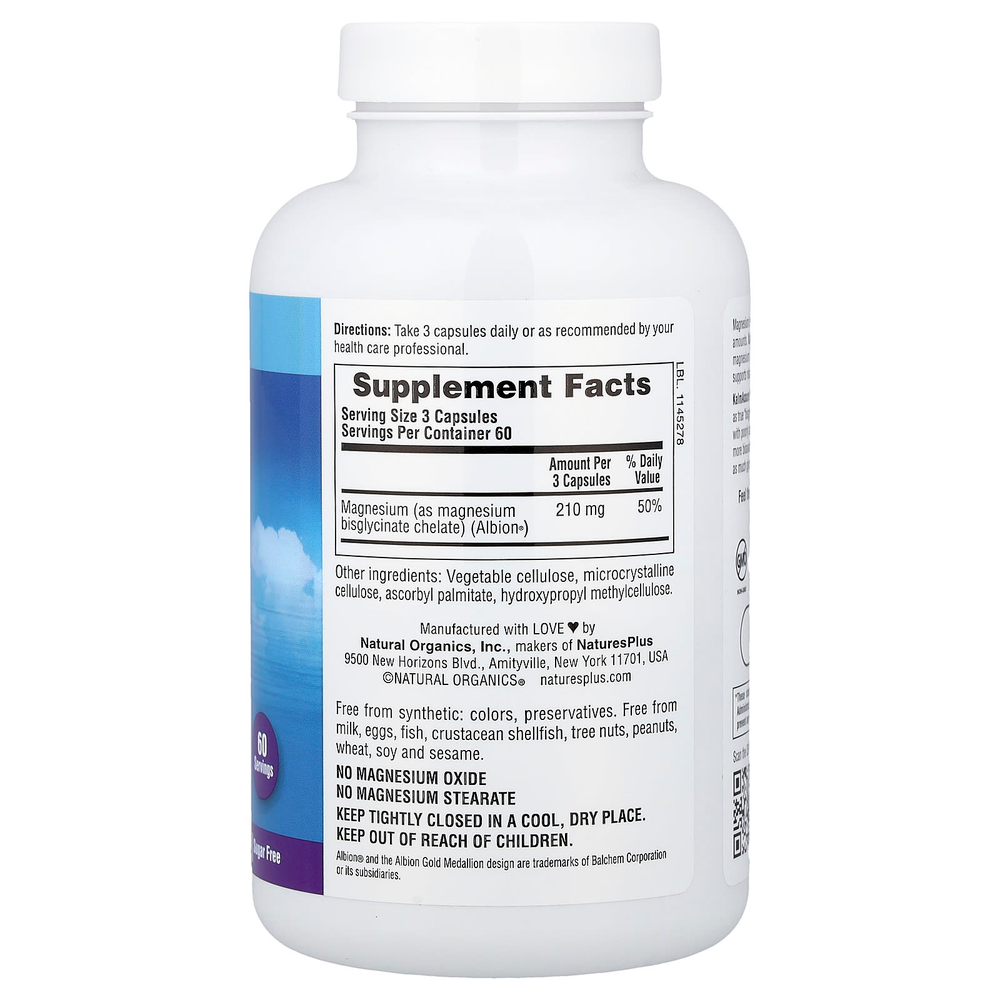 NaturesPlus, KalmAssure®, бисглицинат магния, 180 капсул (70 мг в 1 капсуле)