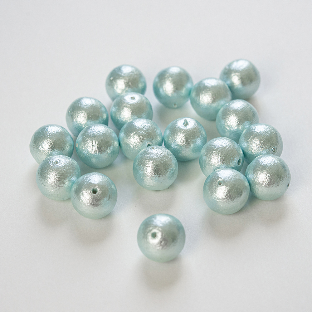 Хлопковый жемчуг, оттенок "Aqua", шар 10мм, сквозное отверстие