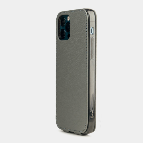 Чехол для iPhone 12 Pro Max из кожи теленка стального цвета