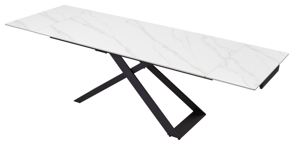 Стол LIVORNO 180 MATT WHITE MARBLE SOLID CERAMIC / BLACK, ®DISAUR