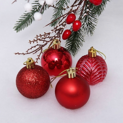 Новогодние шары 5 см (набор 4 шт) «Микс фактур», красный