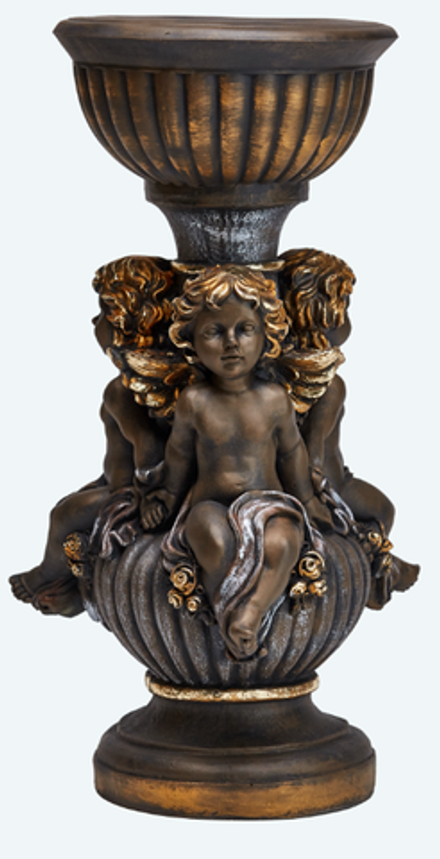 Кашпо три ангела, бронза/золото.