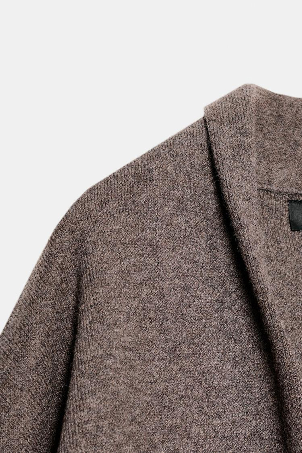 ZARA ДЛИННОЕ ТРИКОТАЖНОЕ ПАЛЬТО, СЕРОВАТО-КОРИЧНЕВЫЙ