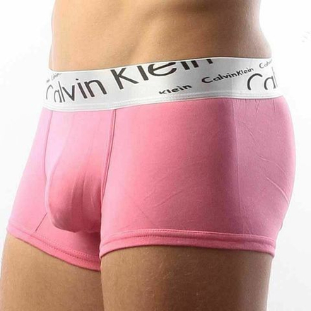 Мужские трусы боксеры розовые с косой резинкой Calvin Klein Steel Boxer Italics Pink