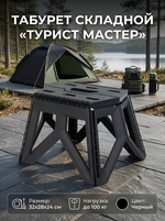 Табурет складной PL-101S, 32*28*24 см, до 100 кг, черный