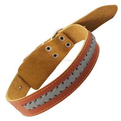 Ошейник двойной кожаный "Коса светоотражающая", 36*720мм, Gamma