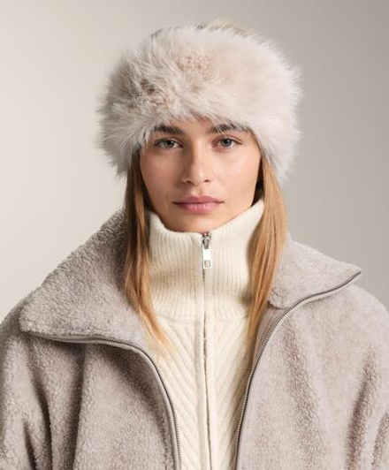 Oysho Повязка на голову из искусственного меха, каменный