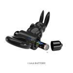 Черное эрекционное кольцо со стимулятором клитора в виде кролика Exciting ring (Цвет: черный)