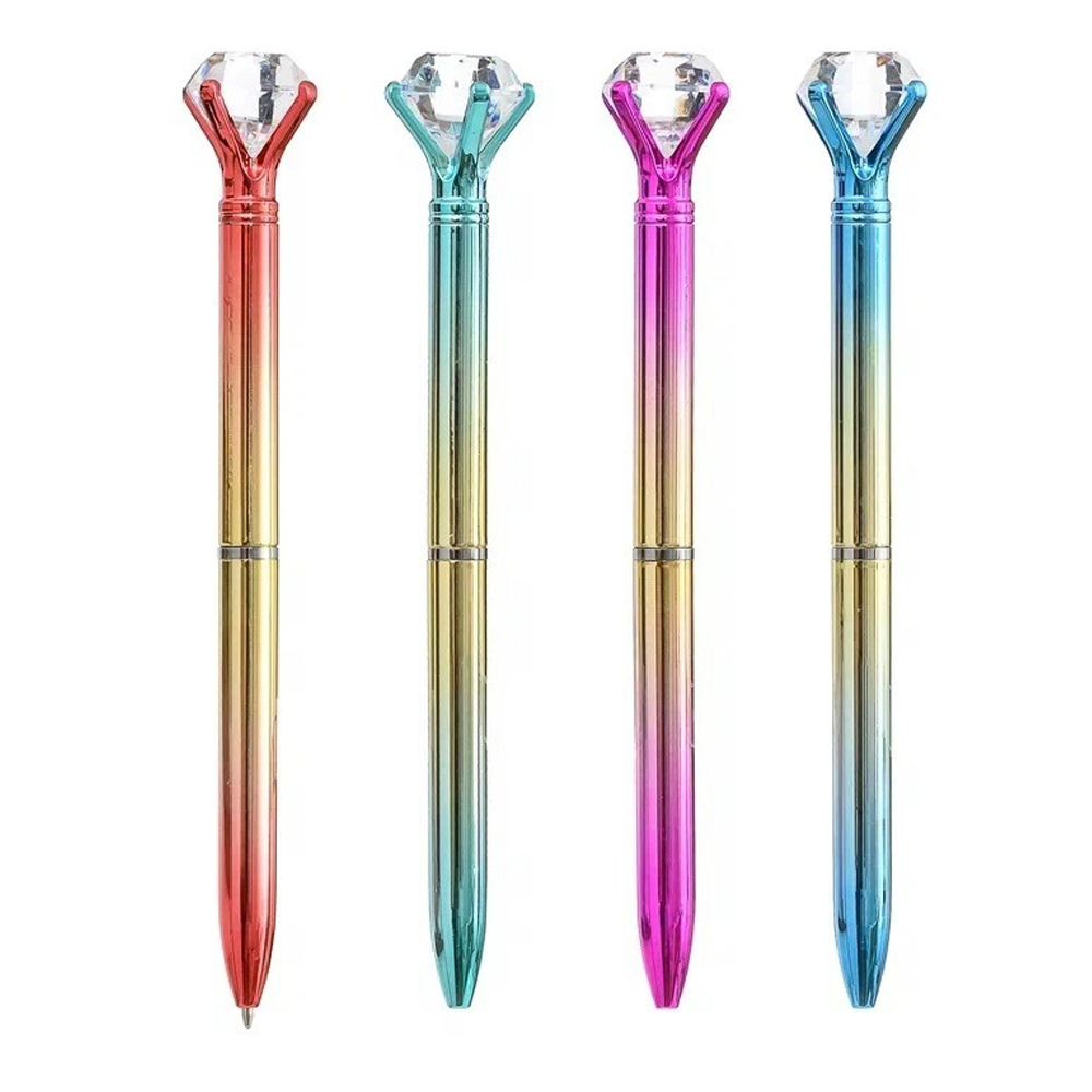 Ручка шариковая, автоматическая, Basir, синие чернила, серия "Кристалл", разноцветный корпус, 24 шт