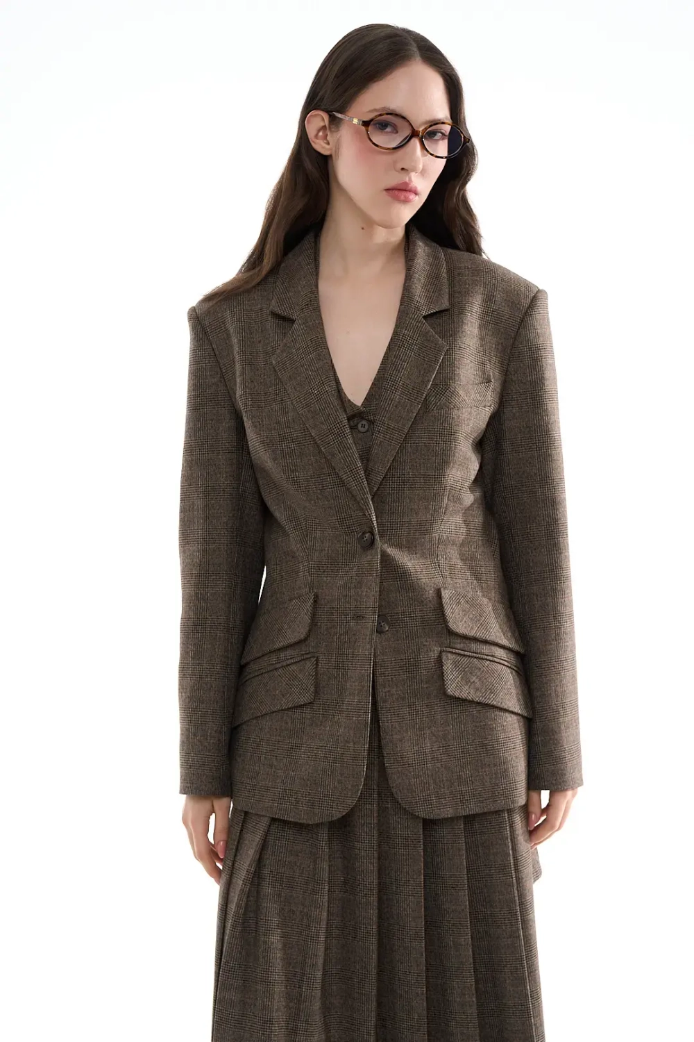 Однобортный жакет в клетку