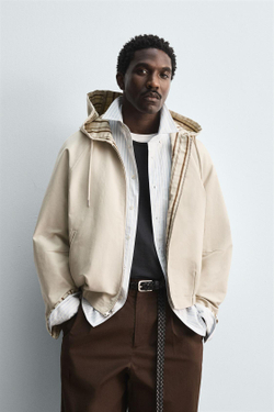 ZARA ДВУСТОРОННЯЯ КУРТКА В КЛЕТКУ, ЦВЕТ ЛЬДА