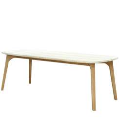 Стол Mali 225х100 см, массив эвкалипта, травертин