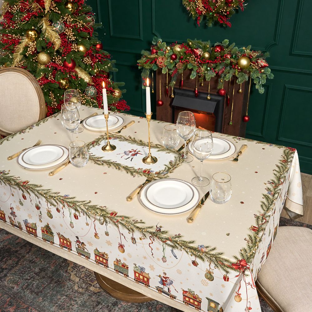 СКАТЕРТЬ "ЩЕЛКУНЧИК" 160Х220СМ БЕЖЕВЫЙ,100% ХЛОПОК,ТВИЛ