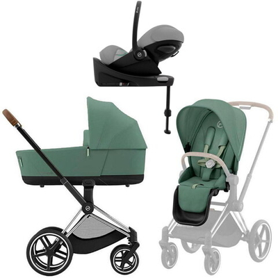 Коляска Cybex Priam IV Chrome Brown complete Cloud G Stone Grey Plus Base G 4 в 1 Leaf Green