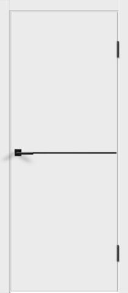Межкомнатная дверь Velldoris Flat H1 (молдинг черный) Эмаль белая