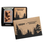 Зажигалка серебристая матовая Zippo Woodchuck USA Explore с покрытием Street Chrome
