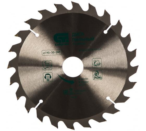 ПИЛЬНЫЙ ДИСК СИБРТЕХ ПО ДЕРЕВУ Ф190Х30ММ 24ЗУБА 732177