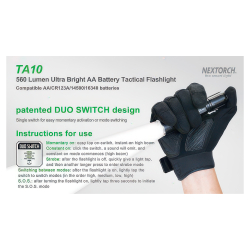 Тактический фонарь Nextorch TA10 — шесть режимов работы, включая стробоскоп и SOS, удобное переключение полу-нажатием кнопки