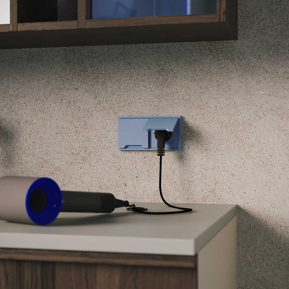 Накладка для розетки с заземлением, защитными шторками и крышкой, S70 (деним)