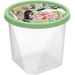 Контейнер для продуктов круглый 0,6л с декором (зеленый)