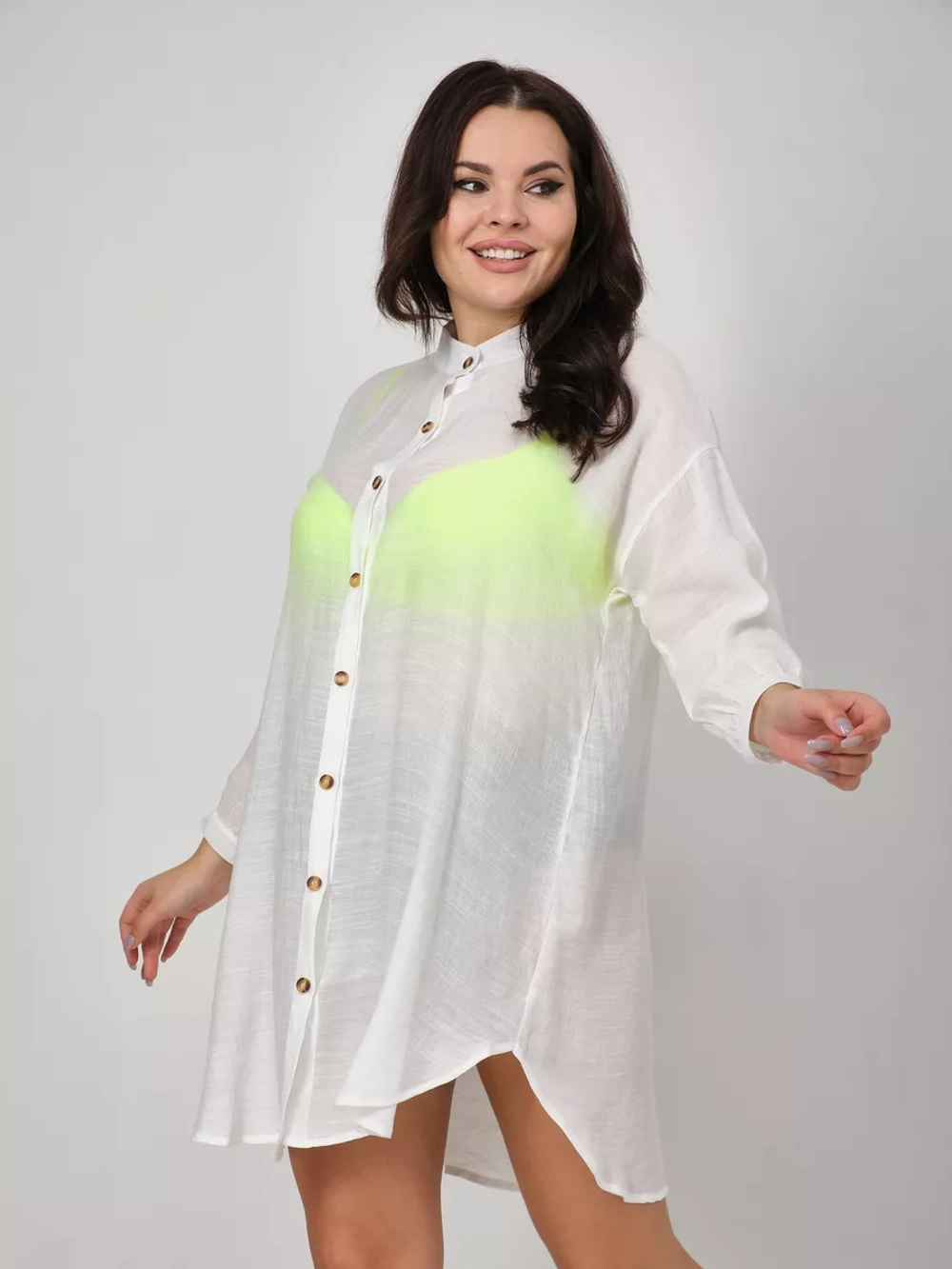 туника пляжная рубашка летняя на пуговицах