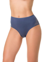 Высокие трусики с кружевными вставками на передней части (Размер: XXXL) (Цвет: черный)