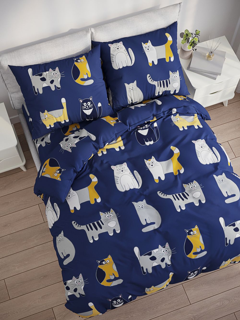 Пододеяльник бязь Сказка "Котятки" евро на молнии 200x215 см