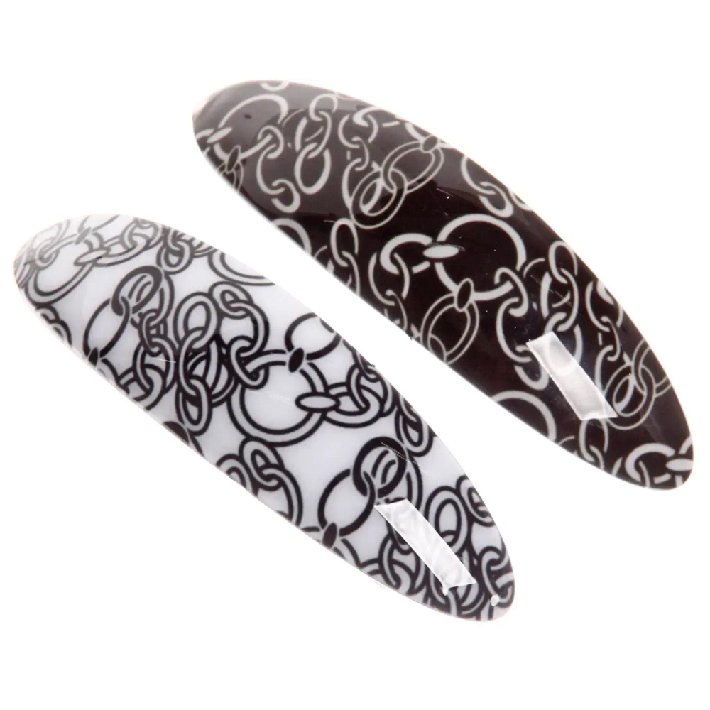 Заколка автомат овал «Кокетка - Цепочка», микс 2 цвета, 9,5 см