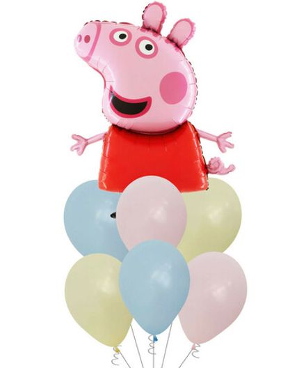 Фонтан из шаров "Свинка Пеппа"