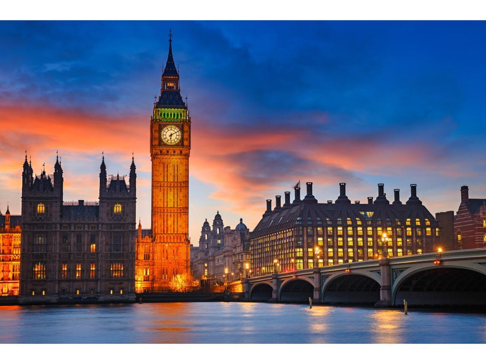 Алмазная мозаика 30х40см. "Вечерний Биг-Бен" блест. с полн.заполнен.на подрам. (Арт. НД-0507)