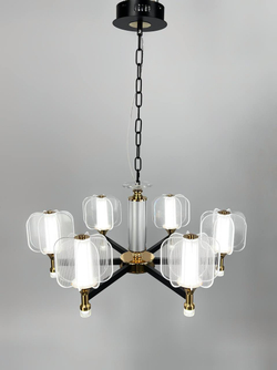 Люстра подвесная светодиодная Lanbos, 6 LED ламп, 60 Вт, до 15 кв м, черная