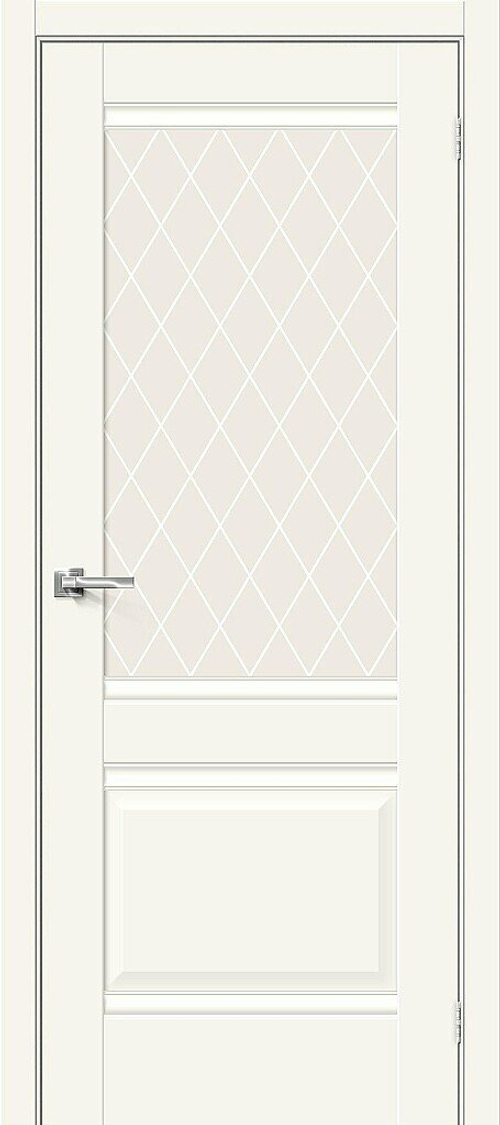 Дверь Прима-3 / Цвет Alaska / Стекло White Сrystal / Двери Браво