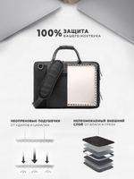 Сумка для ноутбука 15,6" и 17" с ремнем на плечо c функциональным дополнительным отделением (Черный)
