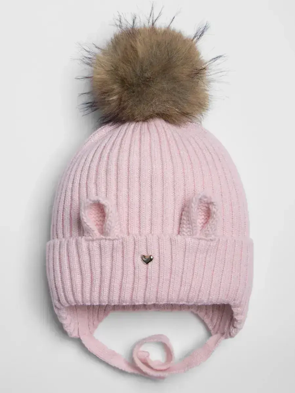 Шапка зимняя с помпоном и ушками для девочки